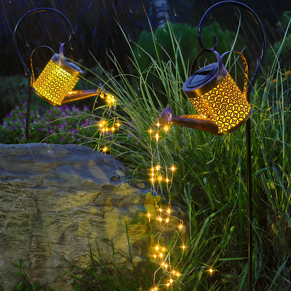 Iron Kettle Shower LED Solar Garden Light - Efficient Outdoor Illumination