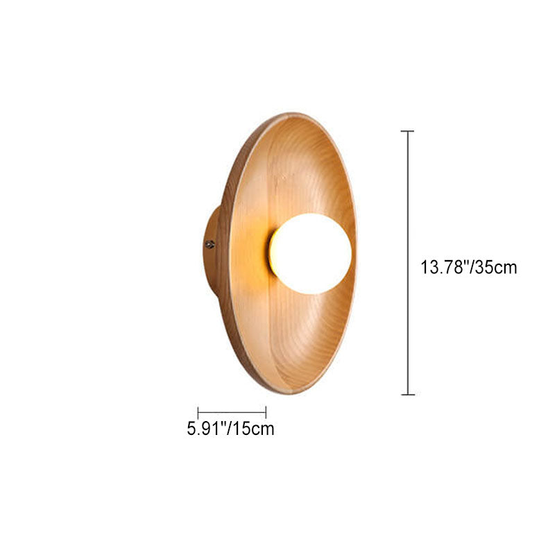 Modern Minimalist Round Wood Wall Sconce Lamp - 1-Light Design, Rustic Home Lighting, Elegant Fixture for Living Room, Bedroom, and Hallway