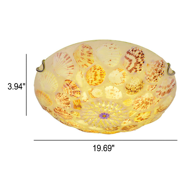 Mediterranean Shell Art LED Flush Mount Ceiling Light