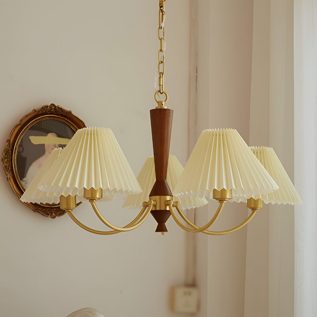 3-Light Pleated Lampshade LED Nordic Chandelier Pendant