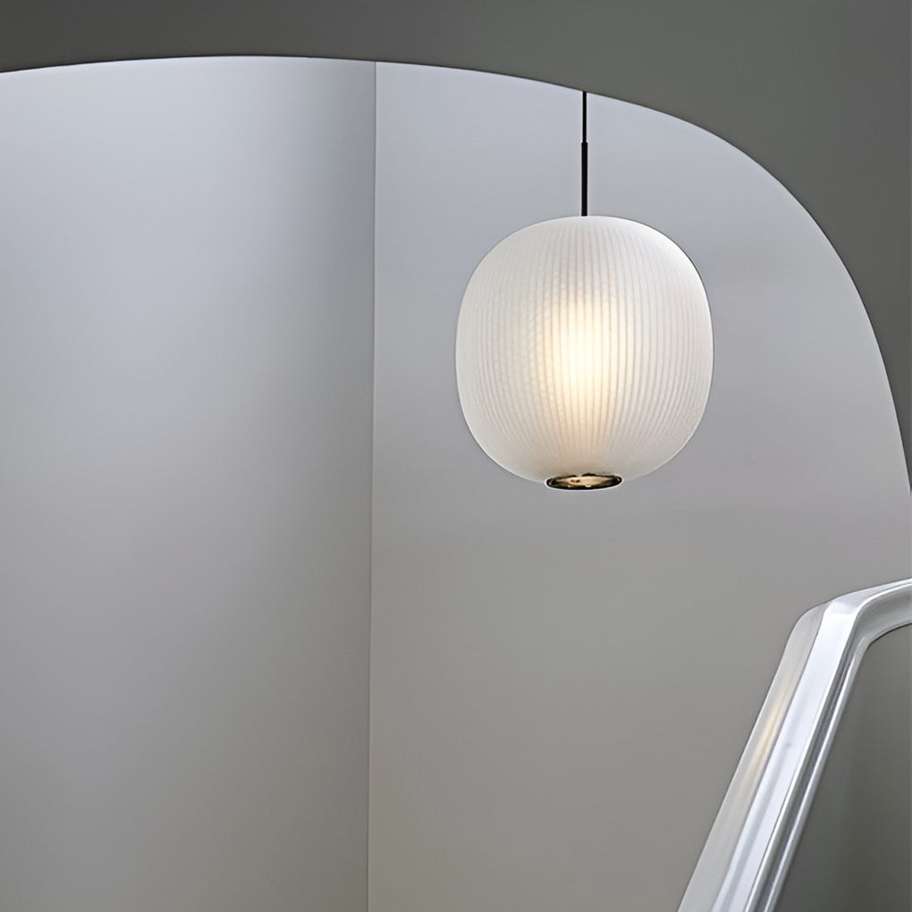 Round Lantern Glass LED Pendant Light - Modern Ceiling Hanging Fixture