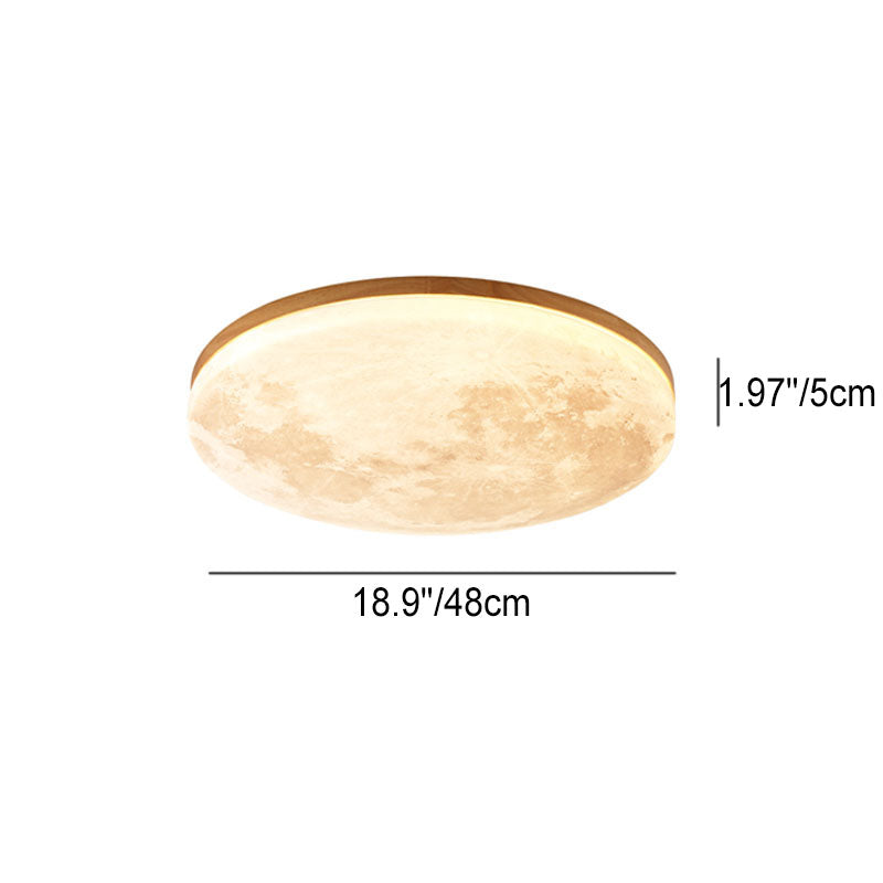 Modern Minimalist LED Flush Mount Ceiling Light - Round PVC Acrylic Moon Design for Living Room