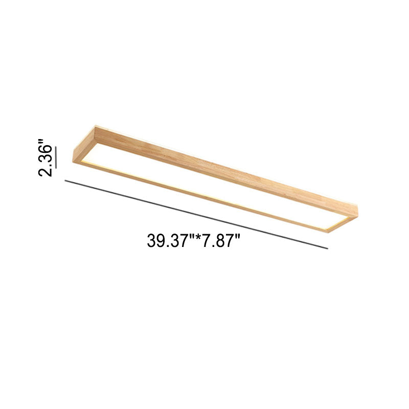 Japanese Minimalist Walnut LED Flush Mount Ceiling Light