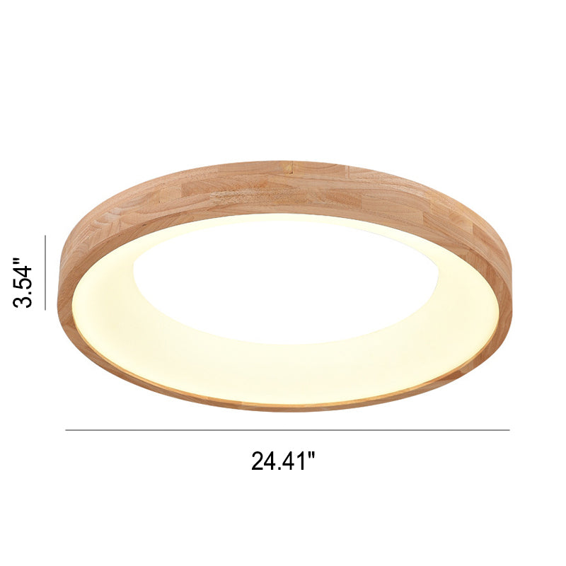 Nordic Minimalist Round LED Flush Mount Ceiling Light - Log Wood Design, Modern Illumination, Natural Aesthetic, Home Lighting Solution