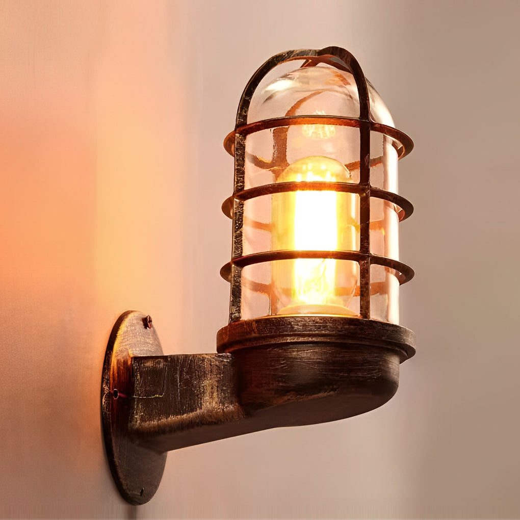 Retro Cage LED Wall Lamp Waterproof Outdoor American Style 4W
