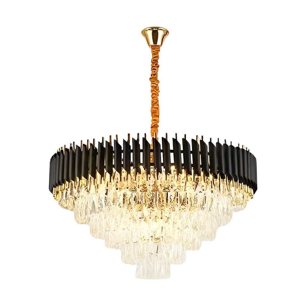 Round Oval Crystal Chandelier - Luxury Post-Modern Lighting with Three-Step Dimming