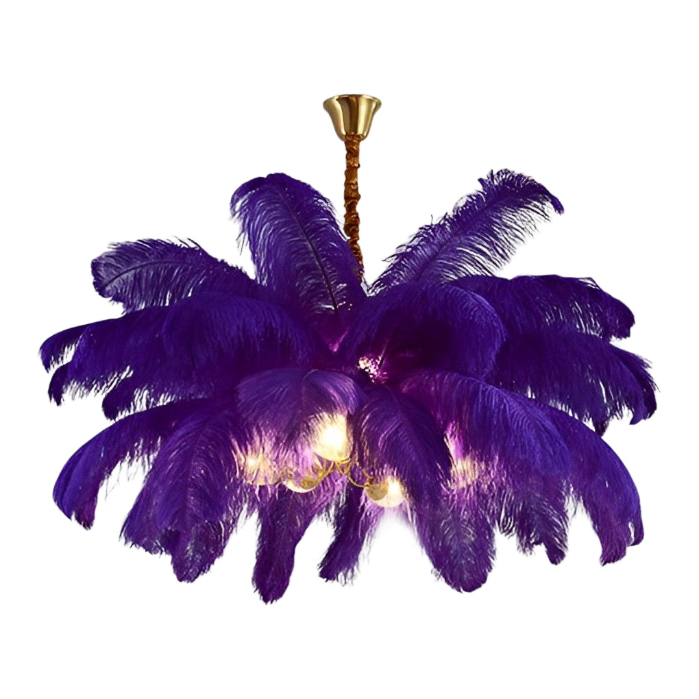 Feathers Copper Nordic Chandelier Flush Mount Ceiling Light