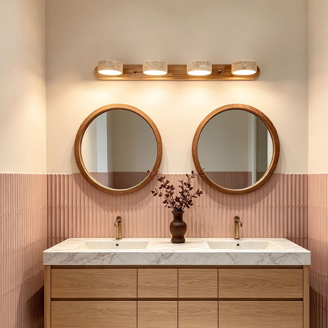 Vanity Bar Light Sconce Japanese Vintage Travertine LED Light, Wall Sconce Lighting, Bathroom Vanity Fixtures, Decorative LED Wall Lamp, Retro Japanese Home Decor, Rustic Travertine Lighting, Modern Vintage Wall Light, Energy Efficient LED Vanity Sconce,