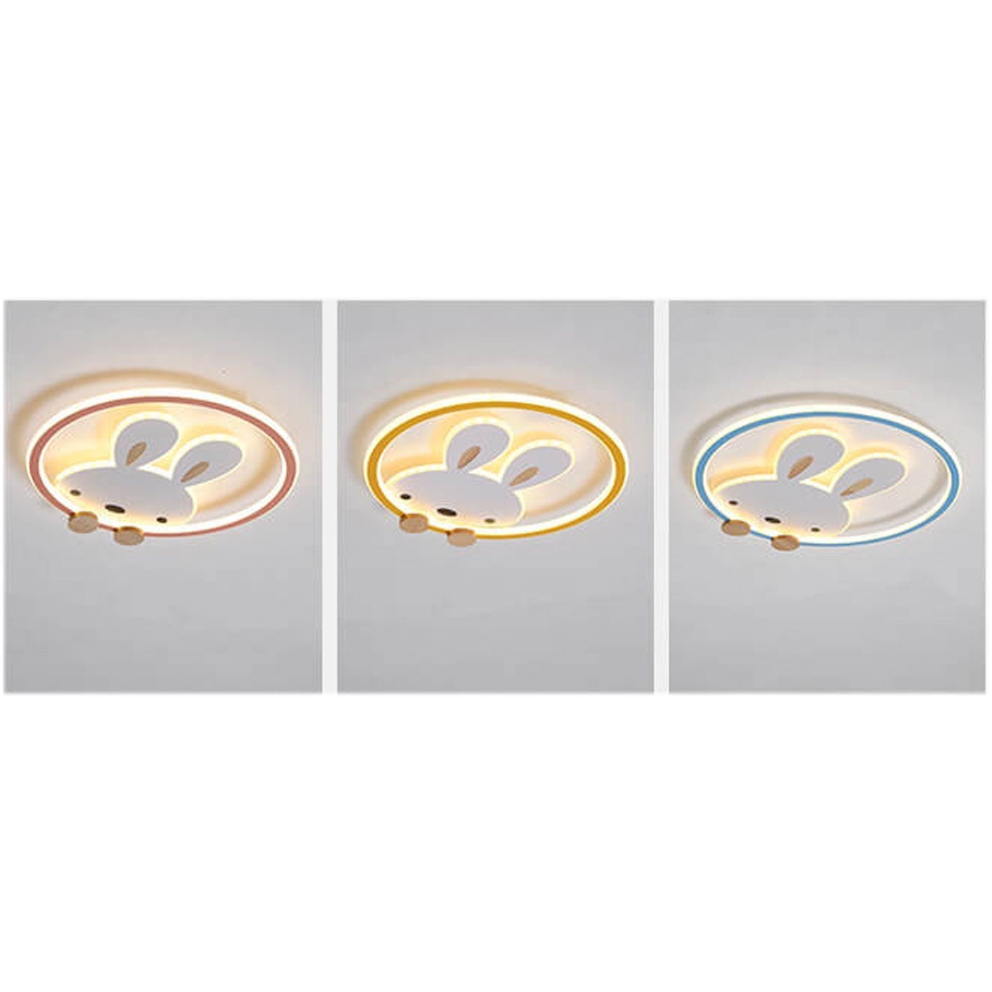 Childlike Modern Cartoon Rabbit LED Flush Mount Light Ceiling Fixture Cute Bunny Design for Kids Room Nursery Playroom Aesthetic Lighting Decor Kids Bedroom Illumination Creative Playful Home Lighting Children's Room Ceiling Light