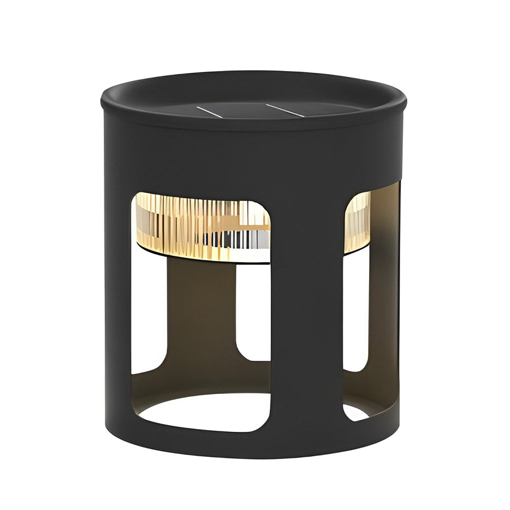 Round Table Lamp with Solar-Powered LED Under-Table Lighting for Outdoor Use