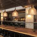 Vintage Textured Lattice Glass Pendant Light - 1-Light Ceiling Fixture