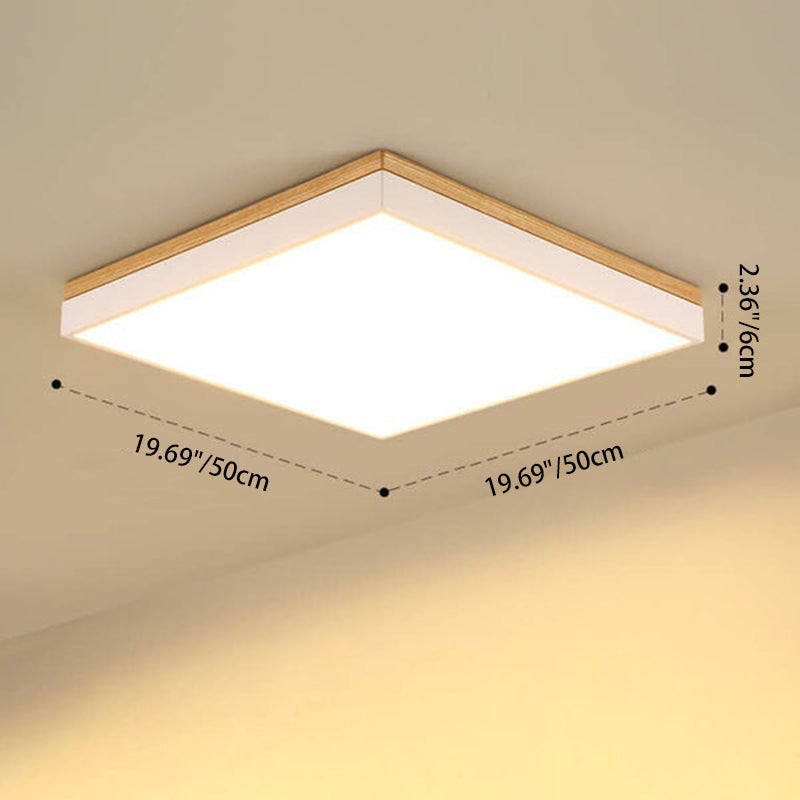 Modern Minimalist Solid Wood LED Flush Mount Light for Living Room