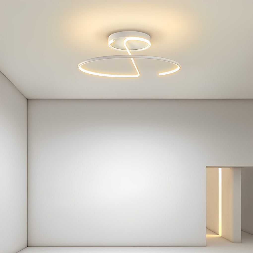 16" Sleek Wire Circular Modern LED Semi Flush Mount Ceiling Light