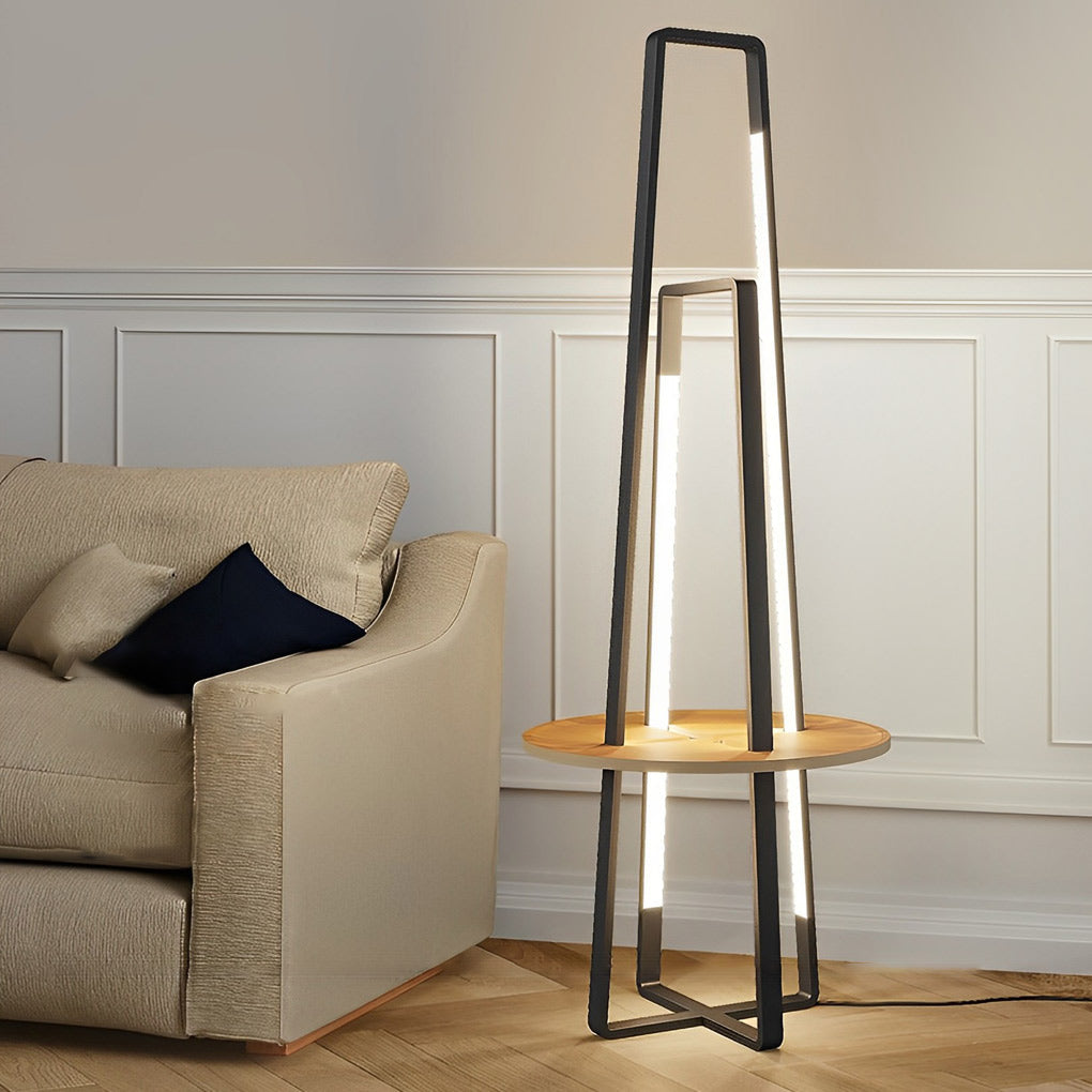 Modern 63 Inch Metal LED Tray Floor Lamp for Living Room