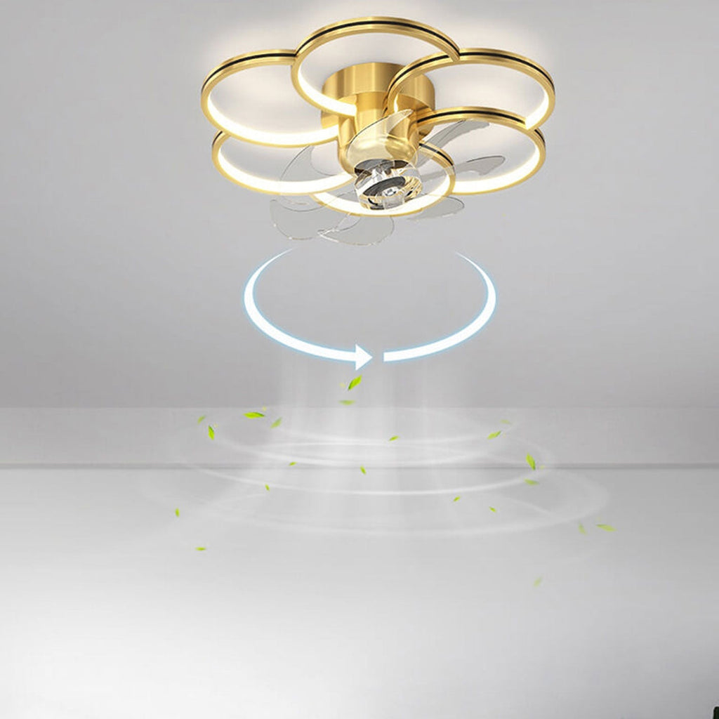 Modern Luxury Flower Petal LED Ceiling Fan Light Fixture