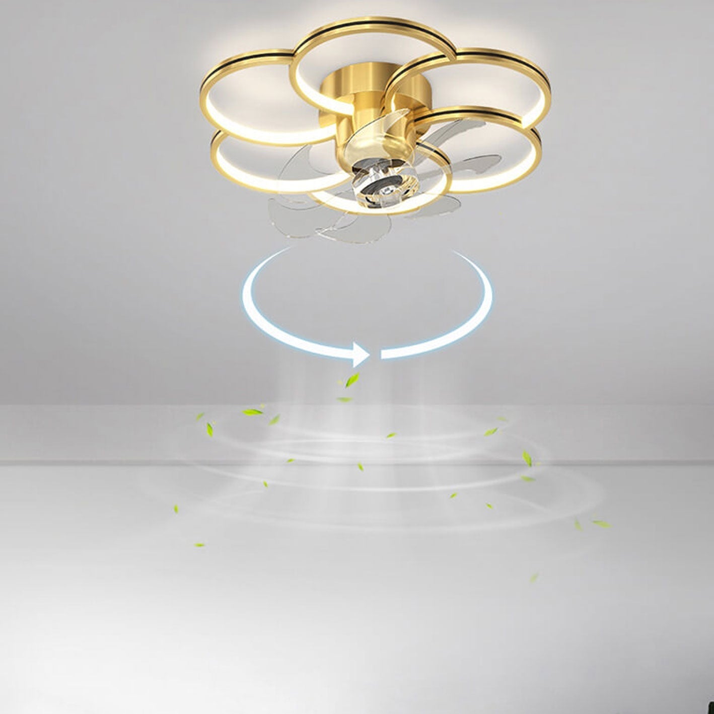 Modern Luxury Flower Petal LED Ceiling Fan Light Fixture
