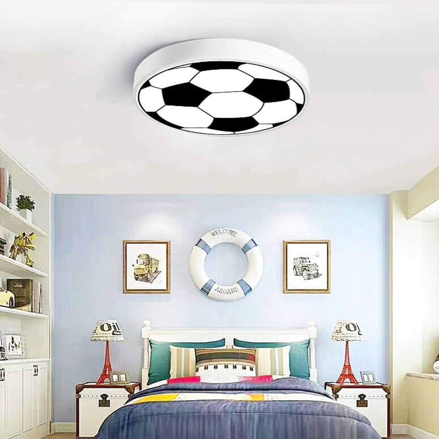 Cartoon Football LED Kids Flush Mount Ceiling Light