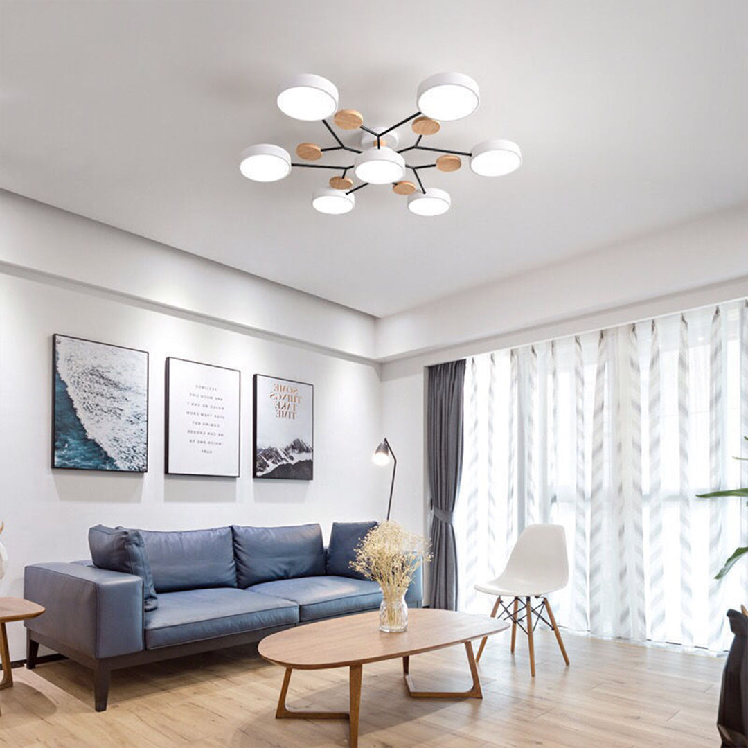 Sputnik Chandelier for Kids Room | Artistic Metal & Wood Ceiling Lights