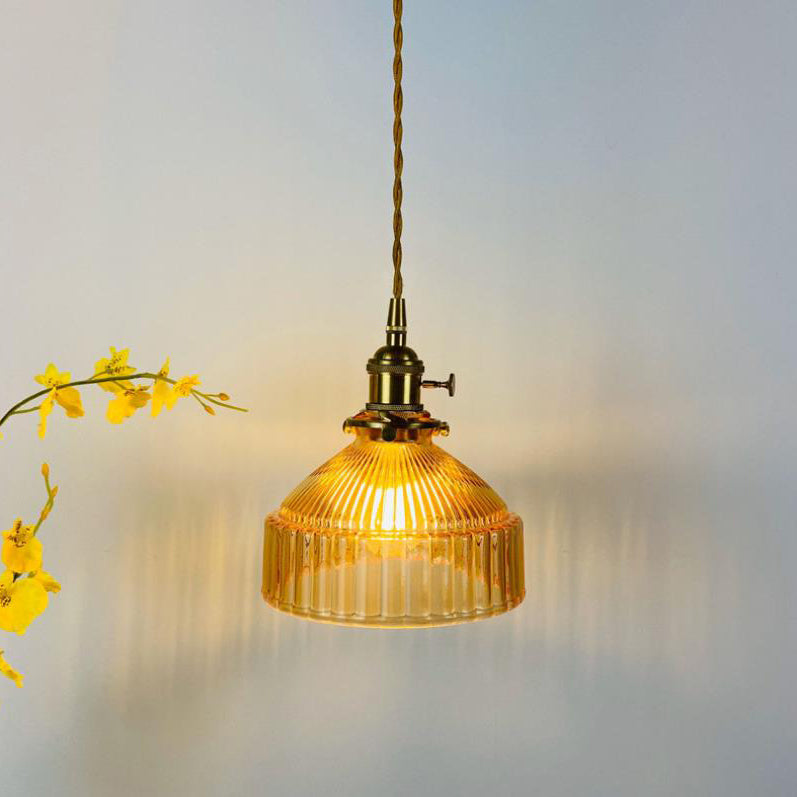 Nordic Stained Glass Dome Pendant Light - Brass 1-Light Fixture