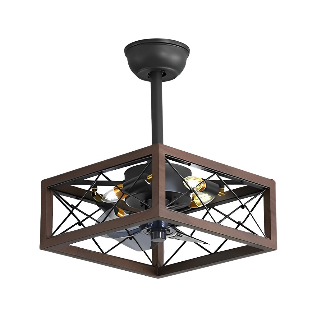 Retro Bladeless Ceiling Fan with Remote - Three Step Dimming LED Mute Design