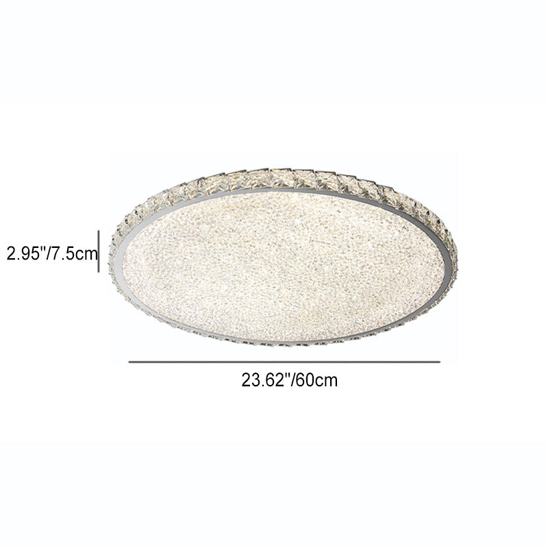 Modern Luxury LED Flush Mount Ceiling Light - Stainless Steel & Crystal Design for Living Room