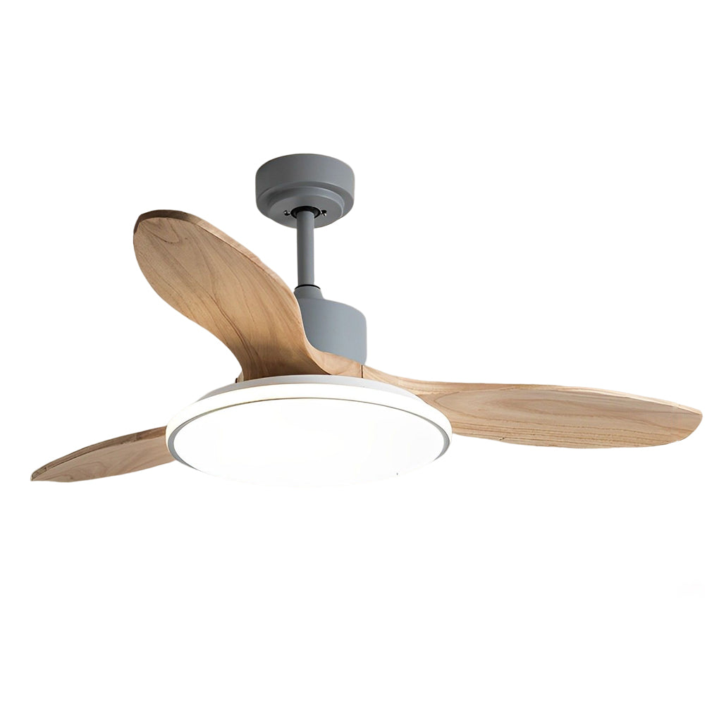 Wood Mute Dimmable LED Nordic Ceiling Fan Light with Remote Control