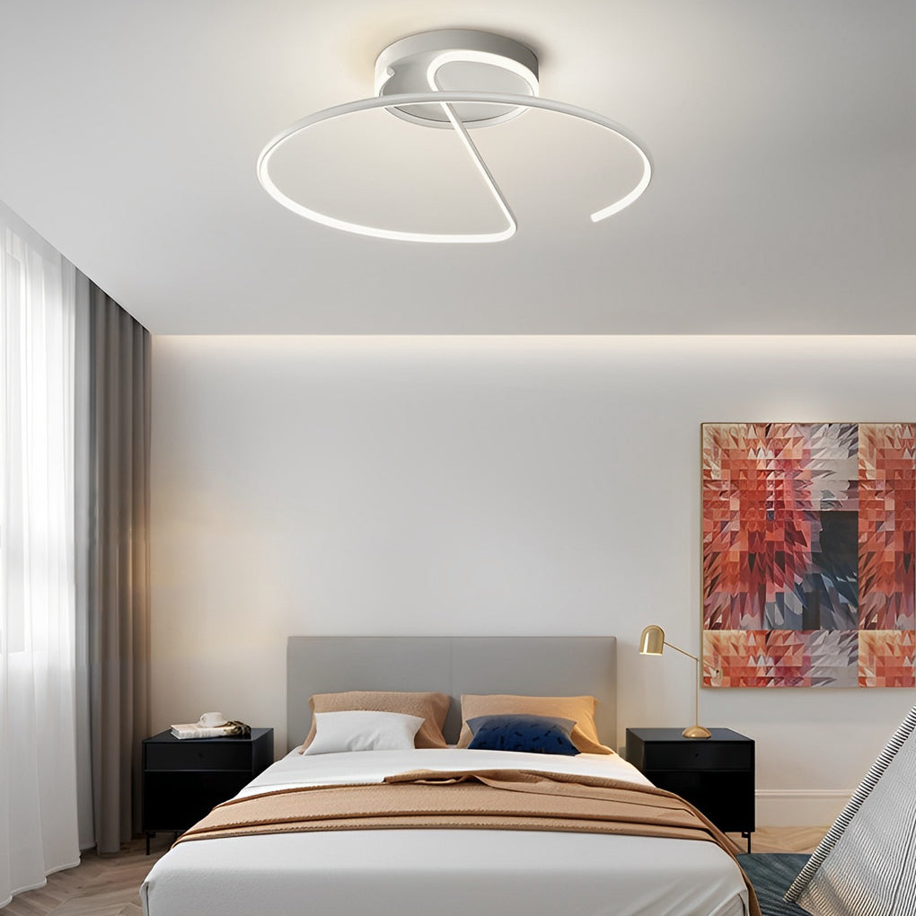 Semi Circle Modern LED Ceiling Light - Dimmable Streamlined Metal Fixture