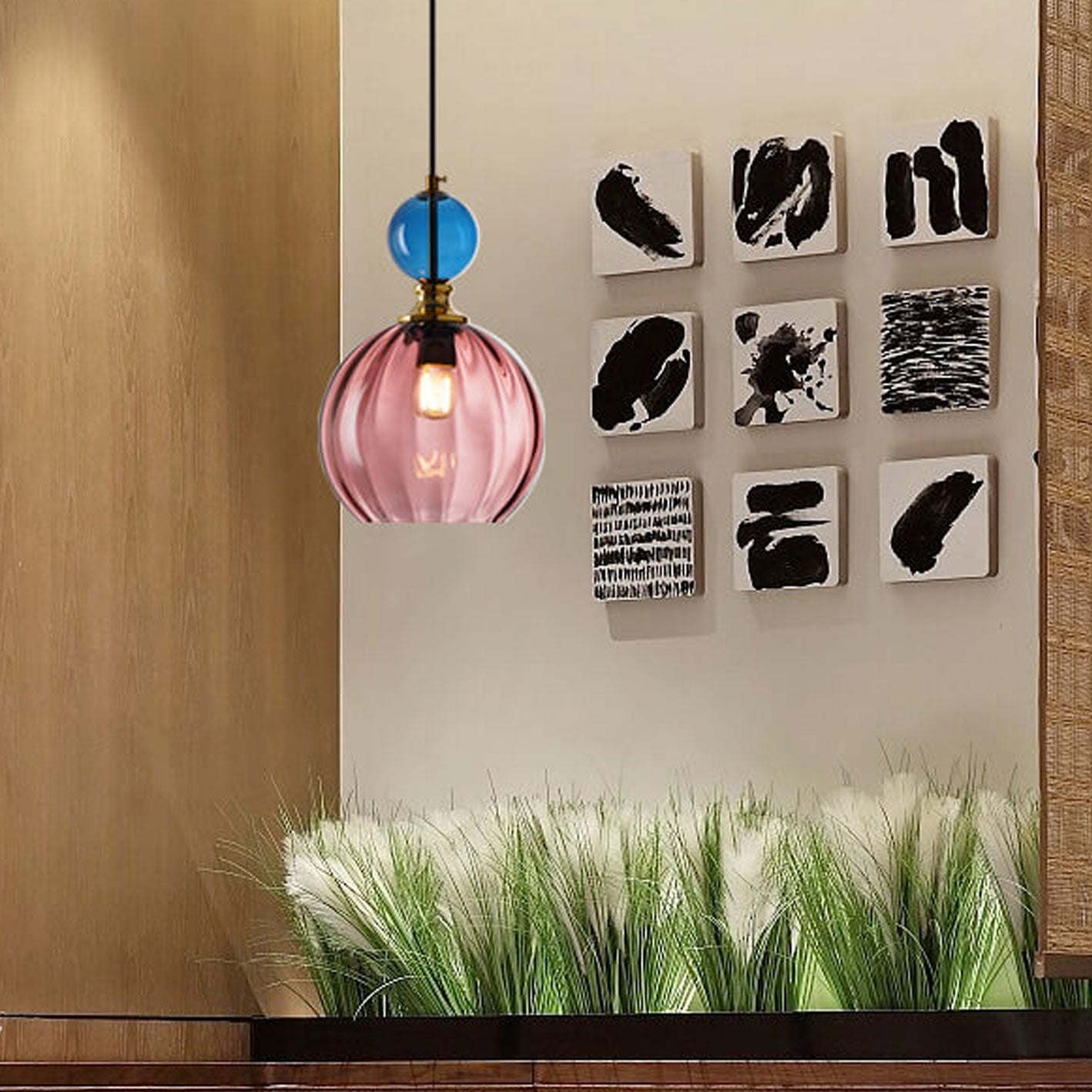 Danish Creative Stripes Round Glass 1/3 Light Chandelier - Modern Lighting Fixture, Unique Design, Home Décor, Elegant Illumination