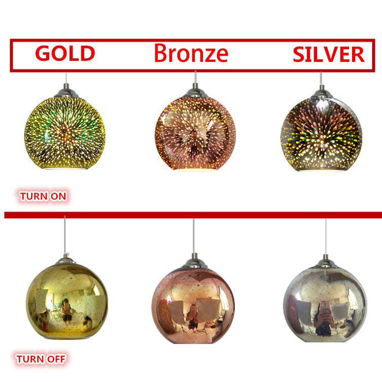 Colorful 3D Fireworks Glass Pendant Light - Modern Dome 1-Light Design