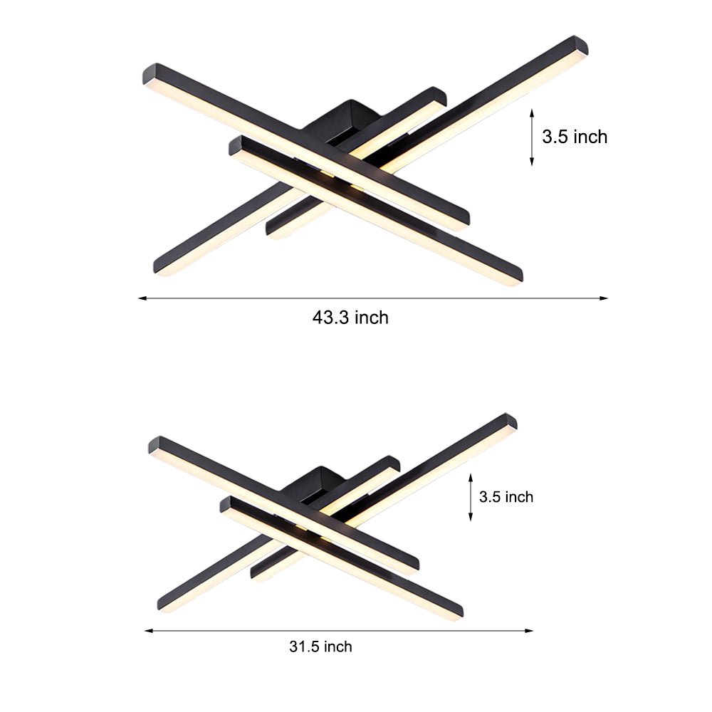 4-Light Modern Linear LED Flush Mount Ceiling Lamp