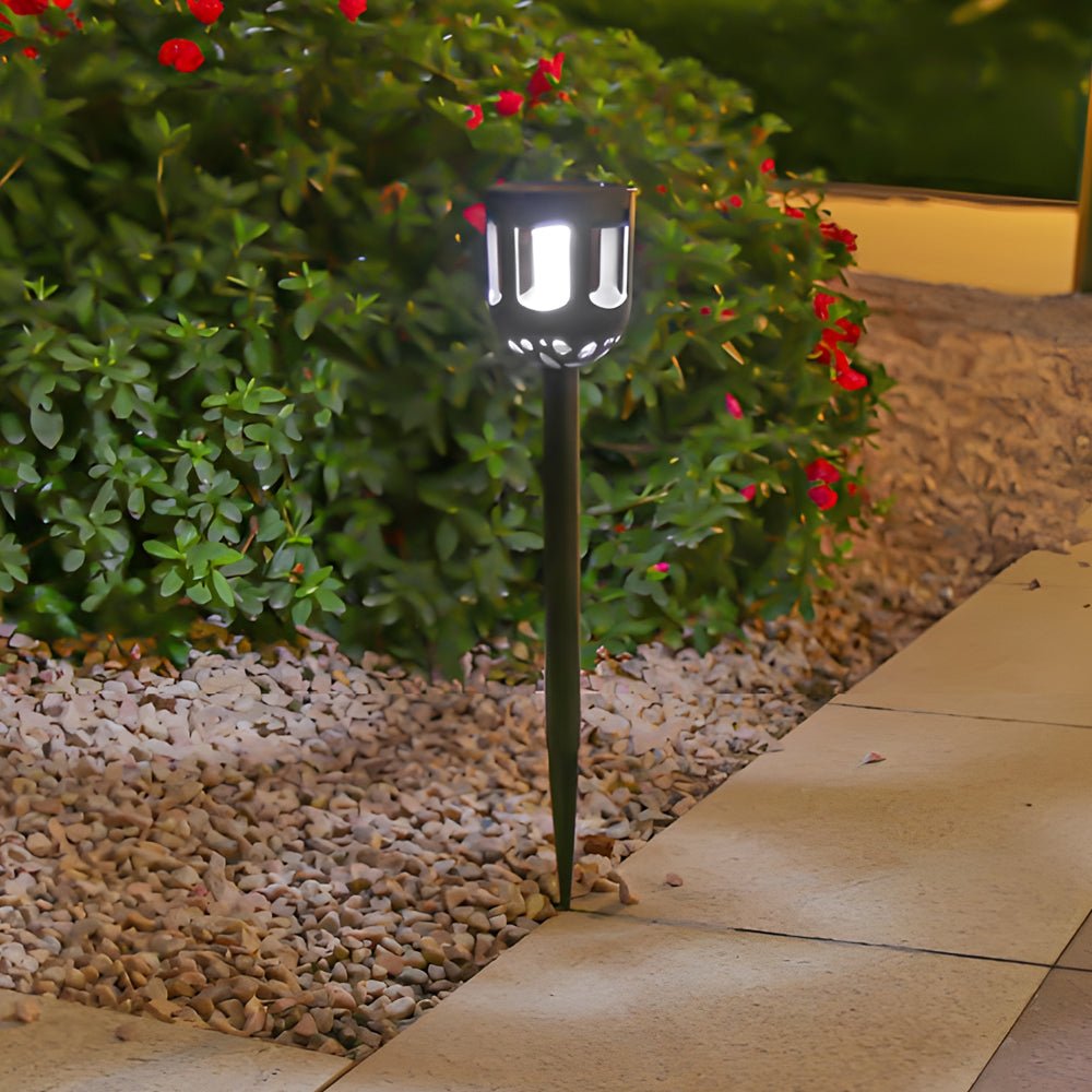 Modern Black Solar LED Path Light Set - 4-Pack Outdoor Lighting