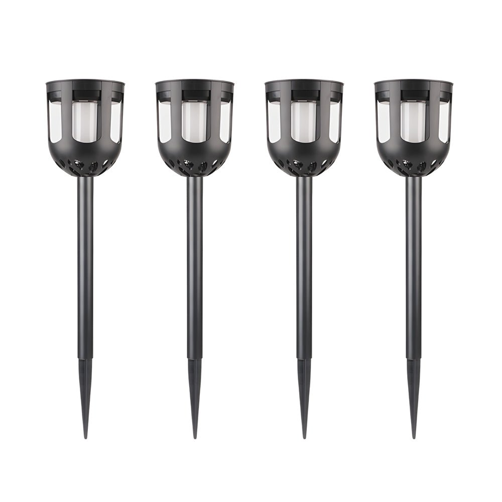 Modern Black Solar LED Path Light Set - 4-Pack Outdoor Lighting