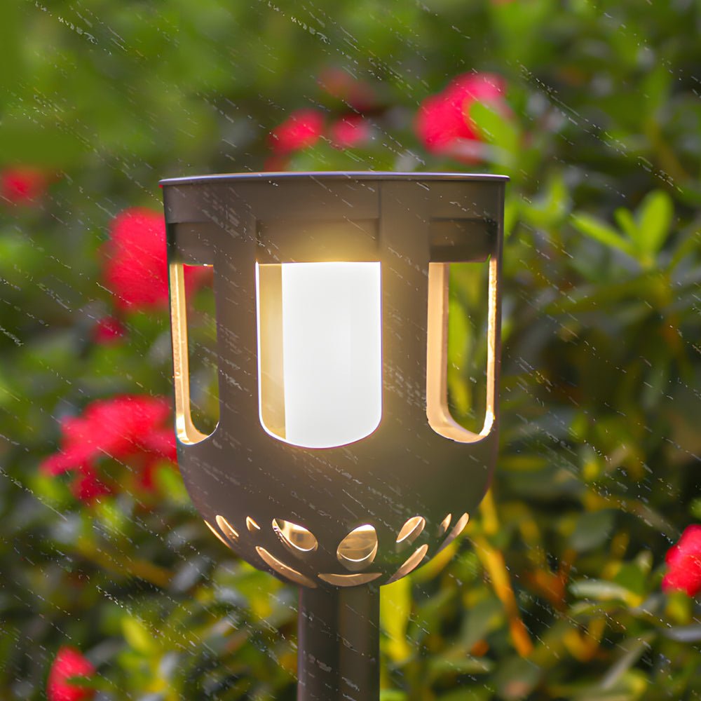 Modern Black Solar LED Path Light Set - 4-Pack Outdoor Lighting for Gardens and Walkways