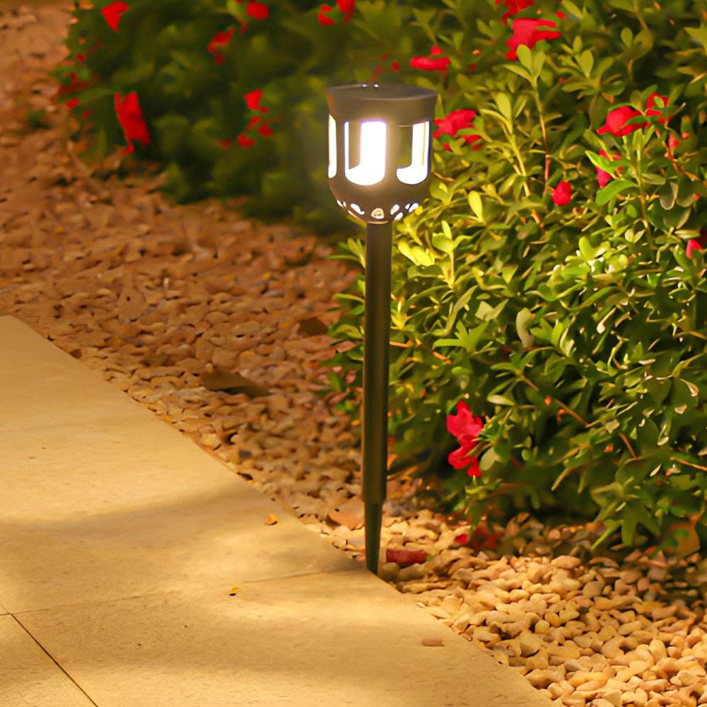 Modern Black Solar LED Path Light Set - 4-Pack Outdoor Lighting for Gardens and Walkways