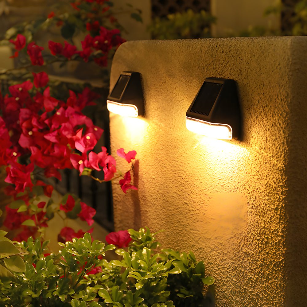 4 Pcs Solar Dusk-to-Dawn LED Step Lights - Warm White Outdoor Stair Lighting