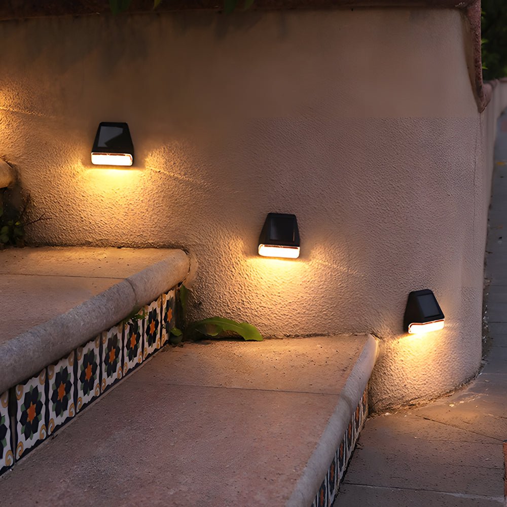 4 Pcs Solar Dusk-to-Dawn LED Step Lights - Warm White Outdoor Stair Lighting