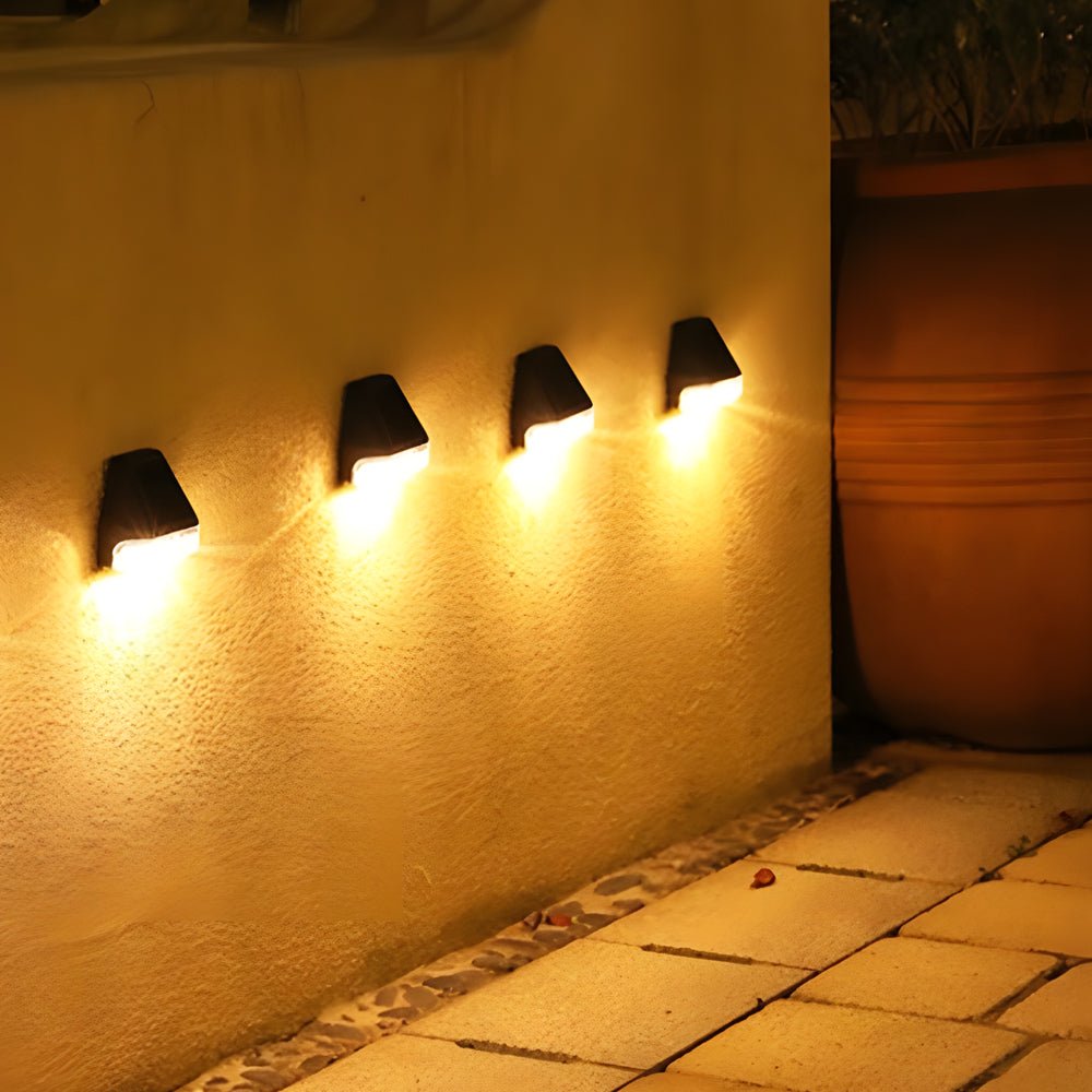4 Pcs Solar Dusk-to-Dawn LED Step Lights - Warm White Outdoor Stair Lighting