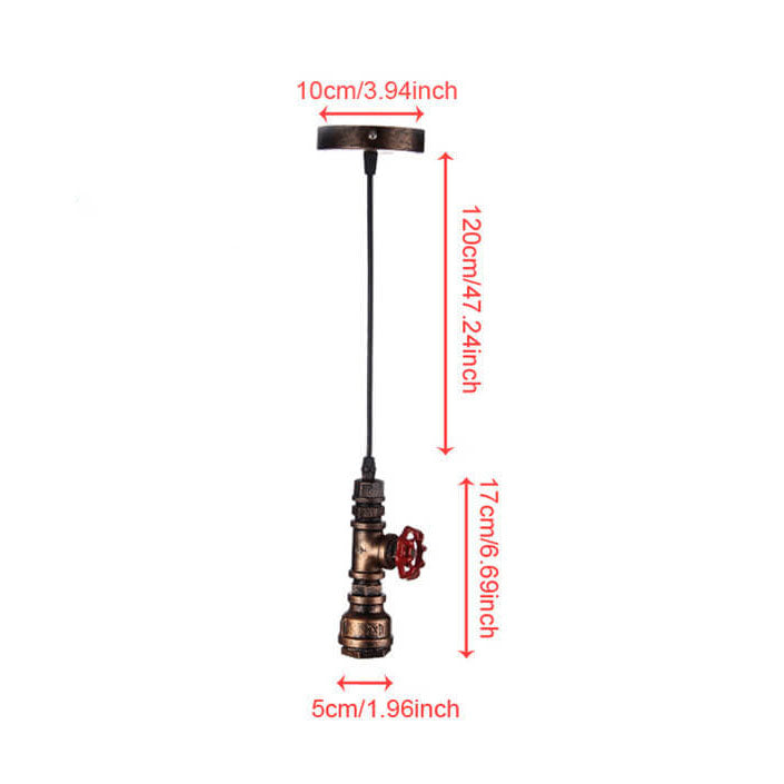 Industrial Retro Aged Metal Water Pipe 1-Light Pendant Light
