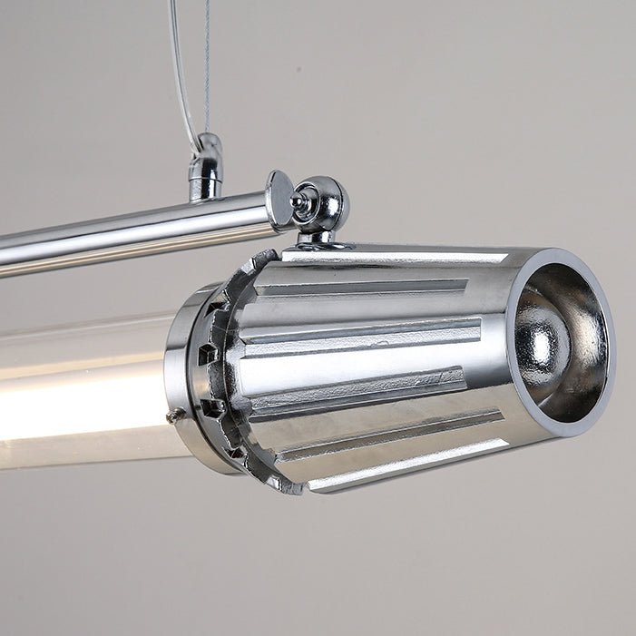 Contemporary Industrial LED Island Chandelier - Strip Aluminum & Acrylic Design for Dining Room