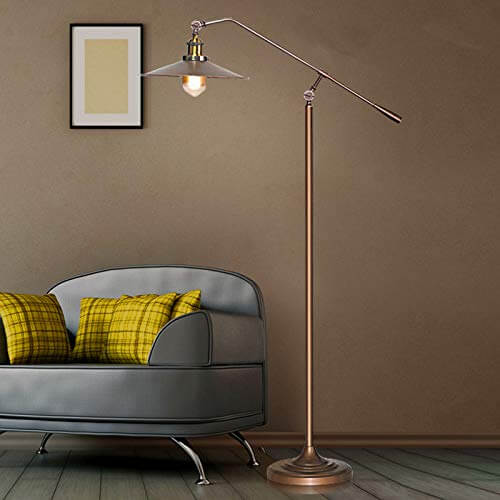 Industrial Bronze 1-Light Boom Arm Floor Lamp - Adjustable Lighting for Home Decor