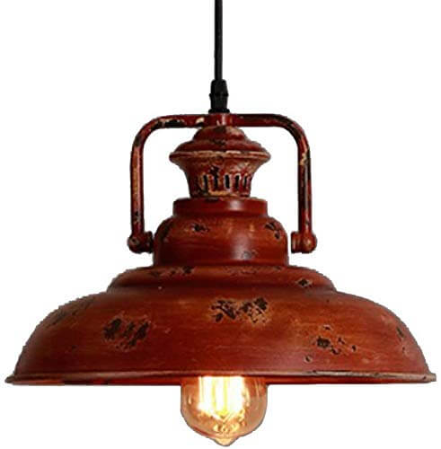 Retro Red Rust Dome Pendant Light - Vintage Industrial Hanging Fixture, Modern Home Decor, Unique Lighting for Kitchen, Dining, or Bar