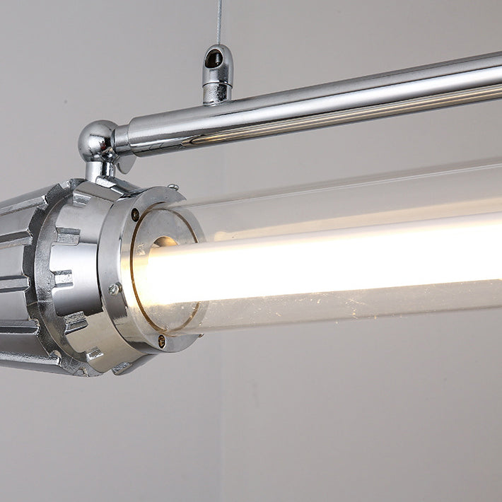 Contemporary Industrial LED Island Chandelier - Strip Aluminum & Acrylic Design for Dining Room