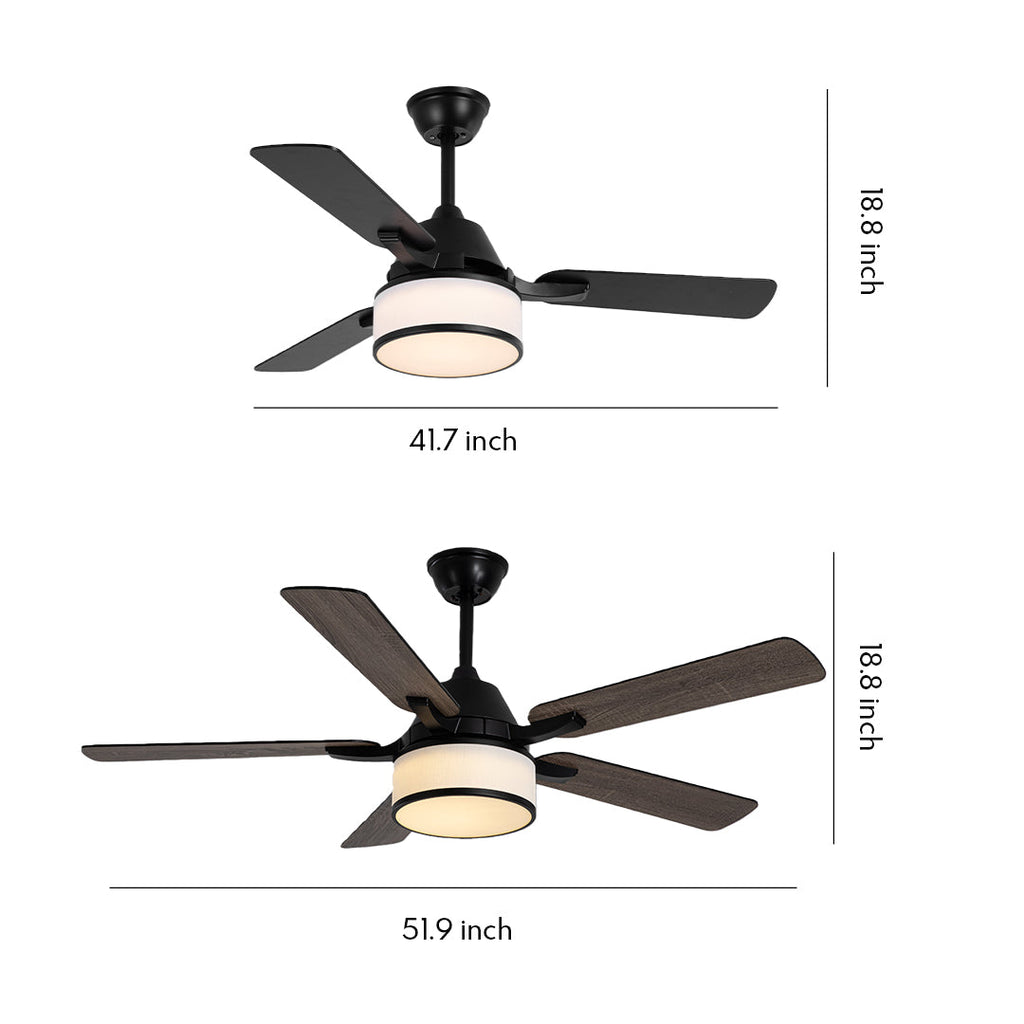 European Retro Ceiling Fan with Lights - Fabric Shade Lamp