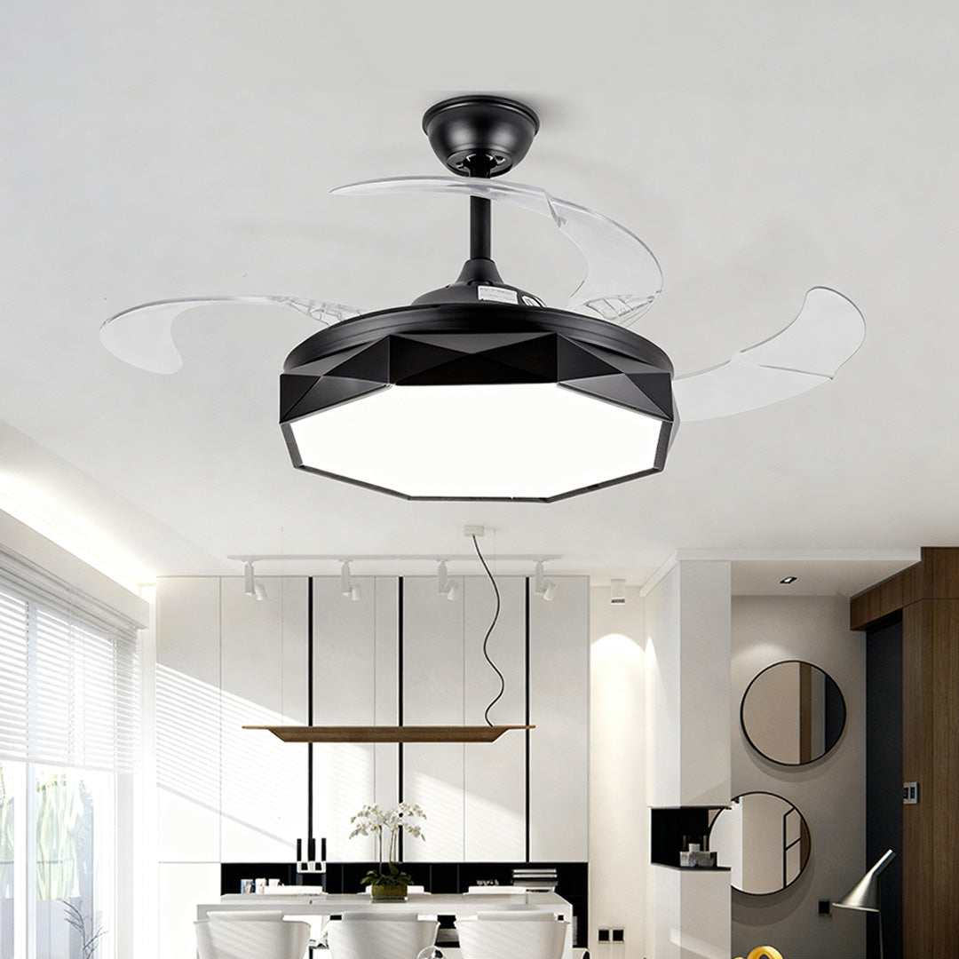 42-Inch Ceiling Fan with Light - White ABS Blades & Acrylic Shade