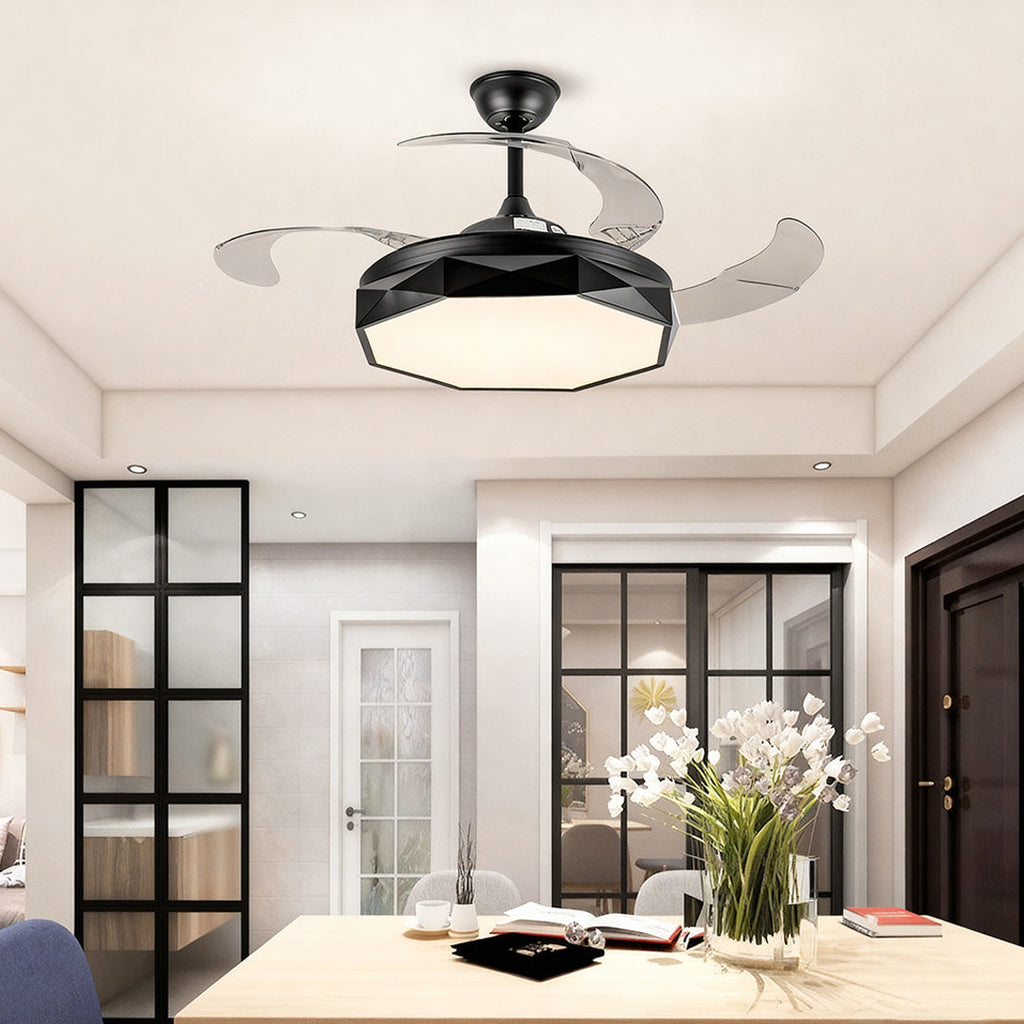42-Inch Ceiling Fan with Light - White ABS Blades & Acrylic Shade