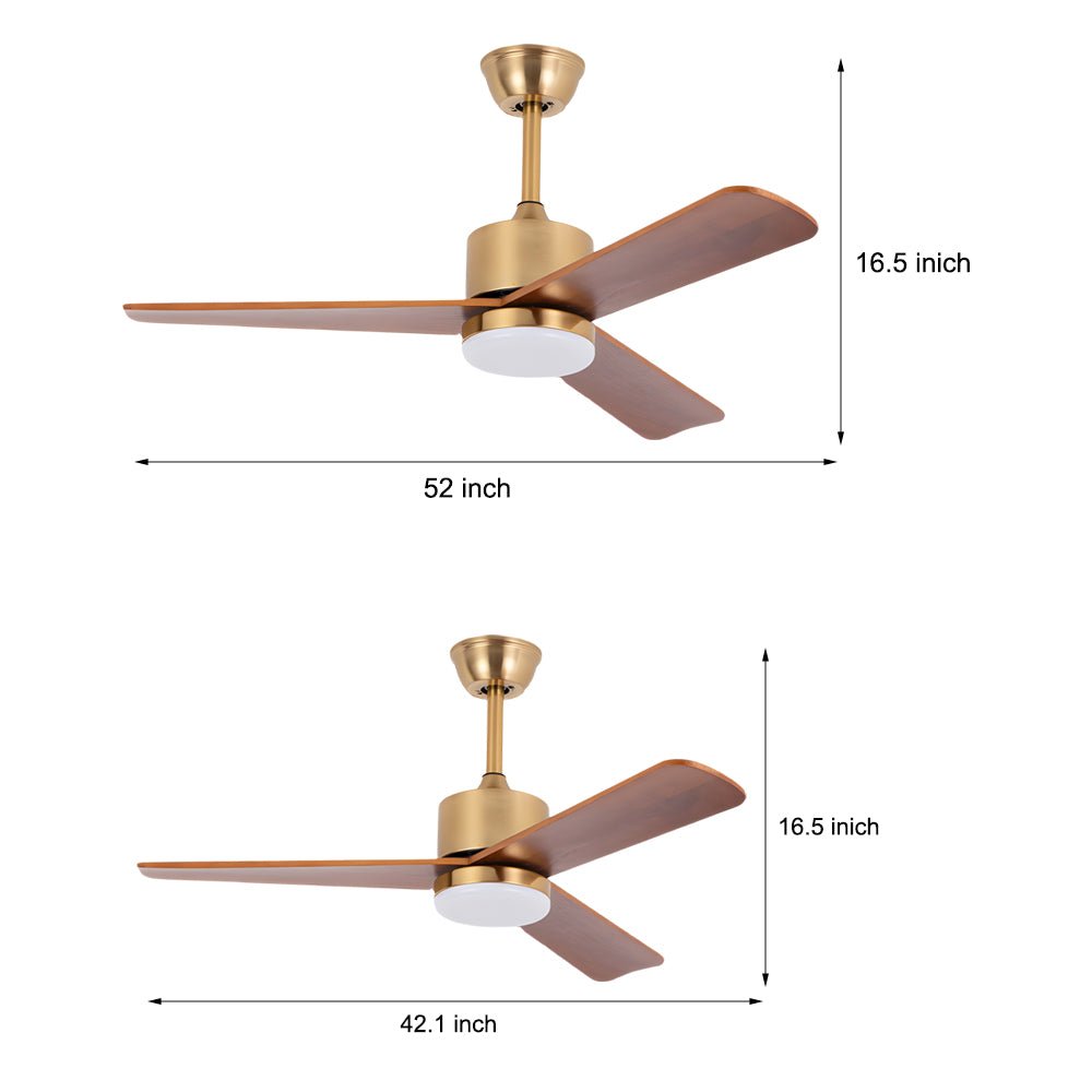 42"/52" LED Wood Ceiling Fan with Remote Control - 3-Blade Design, Modern Lighting, Energy Efficient, Home Decor