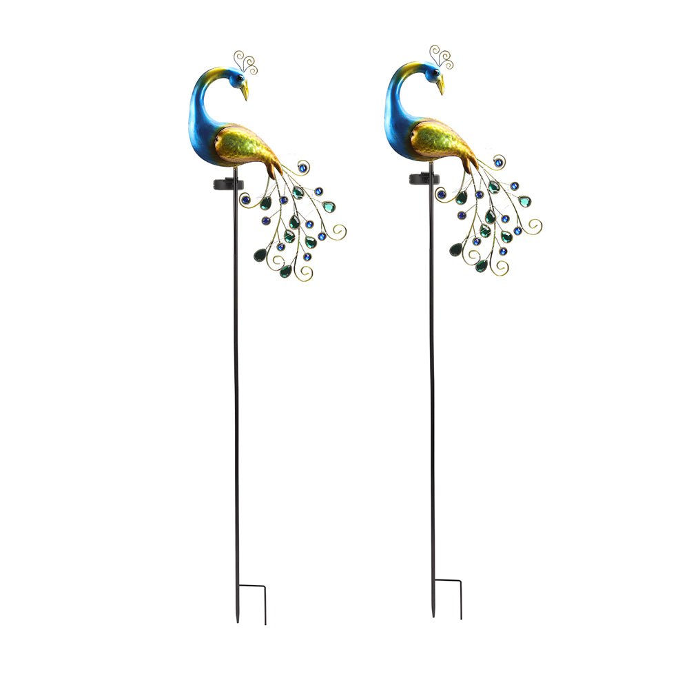 Peacock Solar Garden Stake - 43.7 Inch - 2-Pack Decorative Light