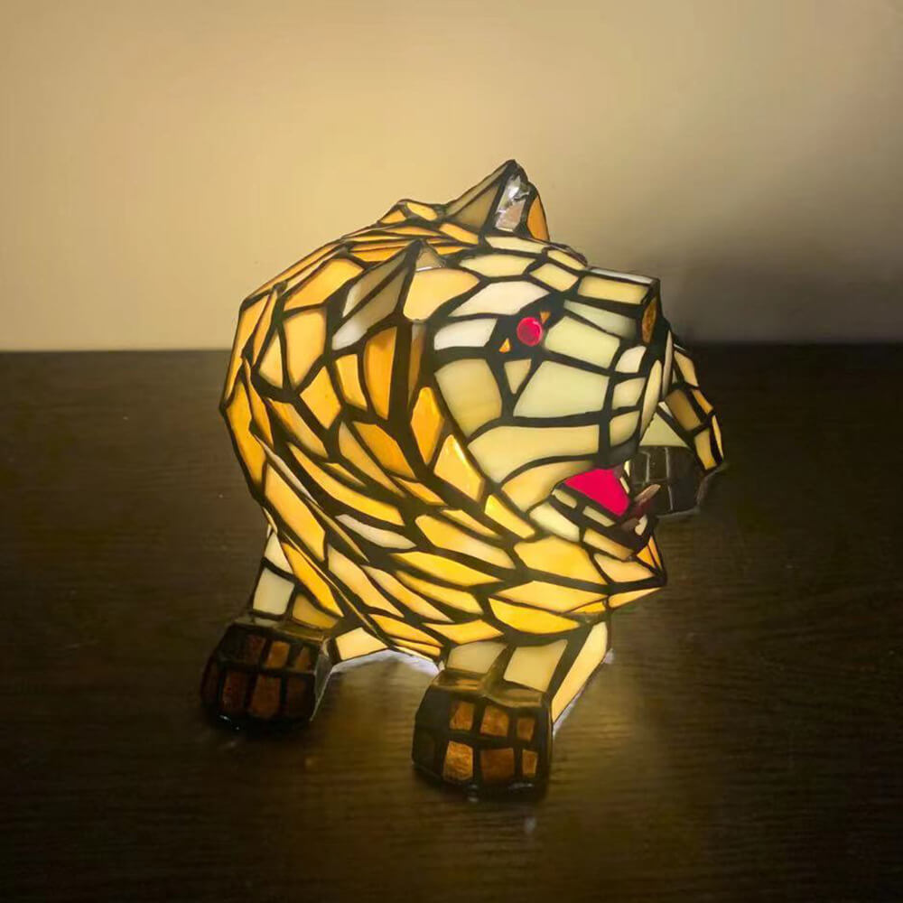 Tiffany Creative Animal Stained Glass 1-Light Decorative Table Lamp, Unique Art Nouveau Style, Vintage Tiffany Lamp, Handmade Stained Glass Lighting, Decorative Home Accent, Artistic Table Lamp for Living Room, Bedroom, Office, Kids Room, Gift Idea for An