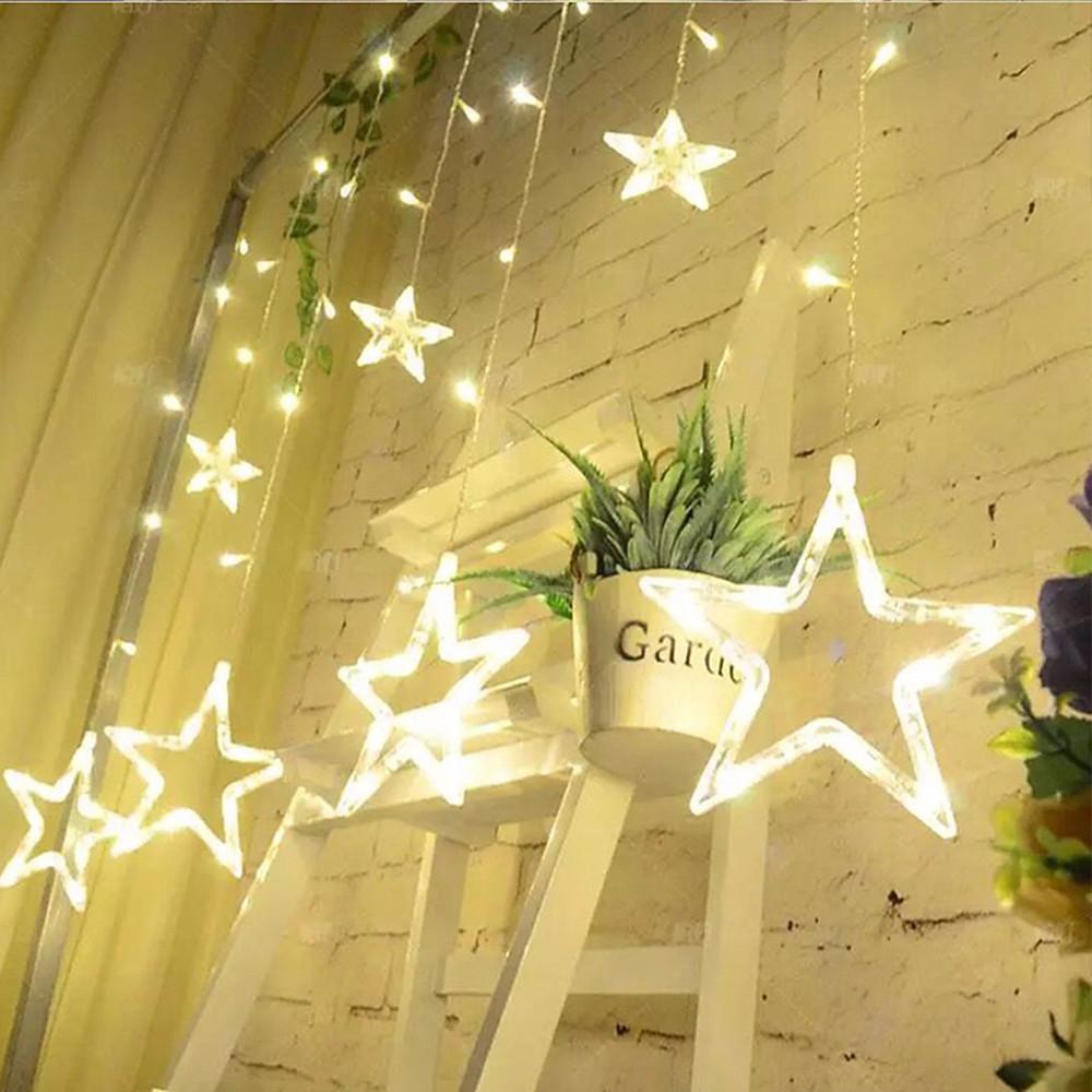 8.2 ft LED Star Curtain Lights - 216 Bulbs Fairy Lights for Christmas & Weddings