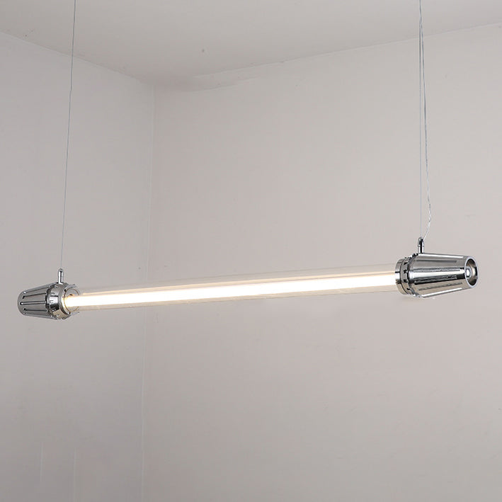 Contemporary Industrial LED Island Chandelier - Strip Aluminum & Acrylic Design for Dining Room